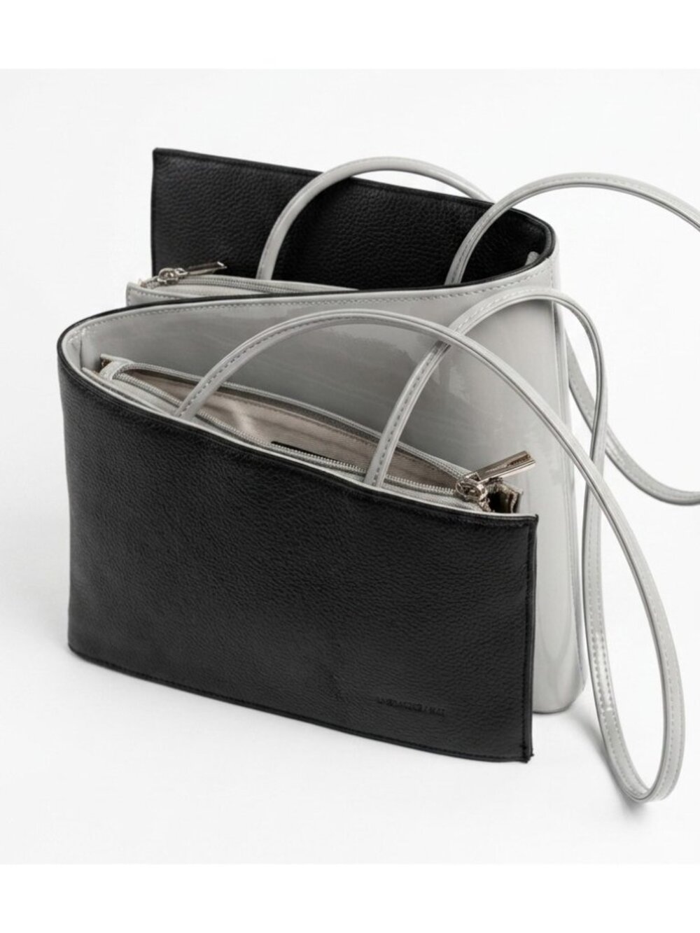 Tolblanc Paris Genuine Leather Tote Black Gray Lined Shoulder Bag
